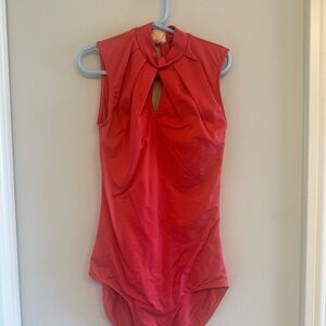 Chic Red Keyhole Bodysuit